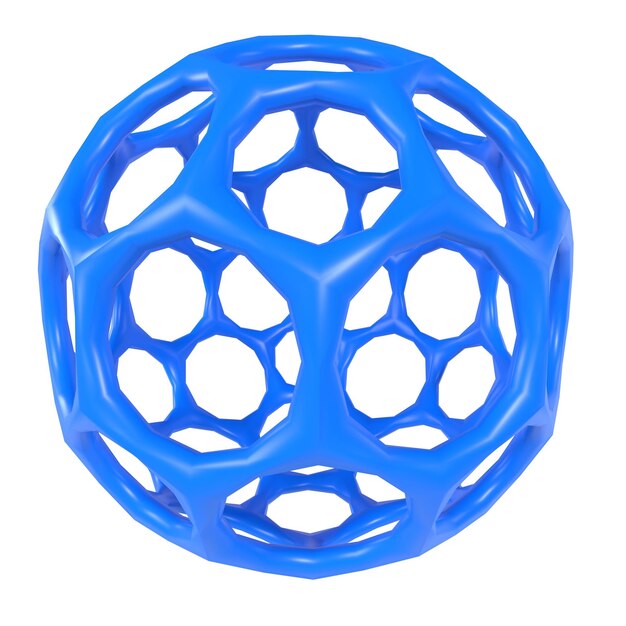 Renderizado 3D azul intrincado de una forma geométrica con secciones huecas
