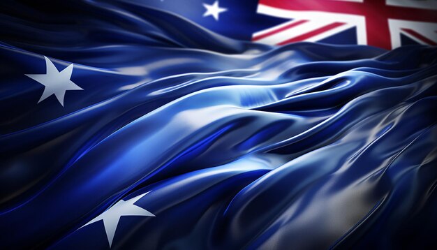 Renderizado en 3D de una bandera australiana que ondea suavemente