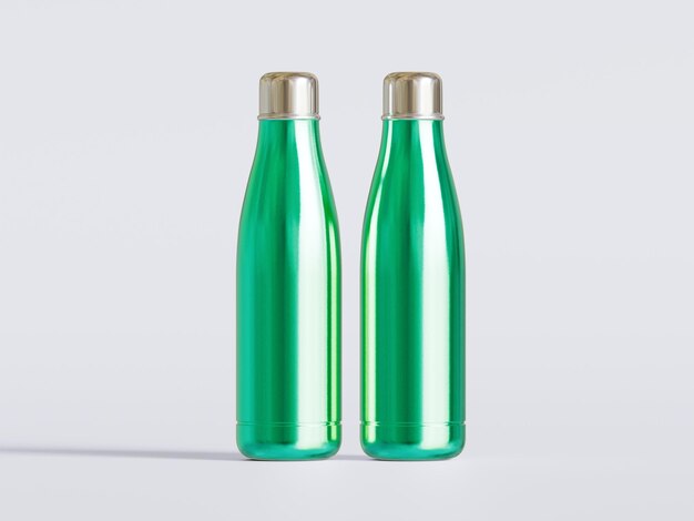 Renderizado 3D de botella de agua deportiva térmica con fondo transparente