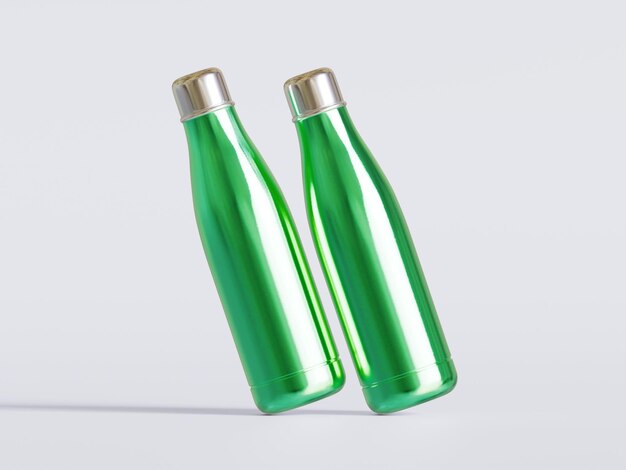 Renderizado 3D de botella de agua deportiva térmica con fondo transparente