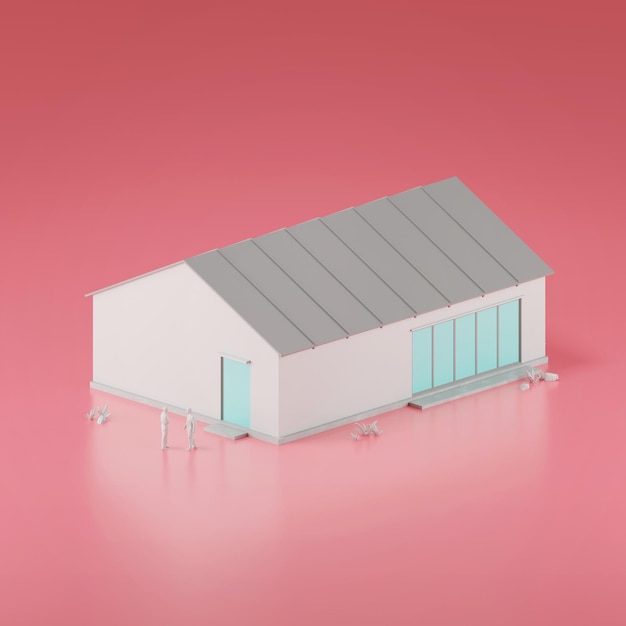 Renderizado en 3D de una casa moderna Concepto inmobiliario