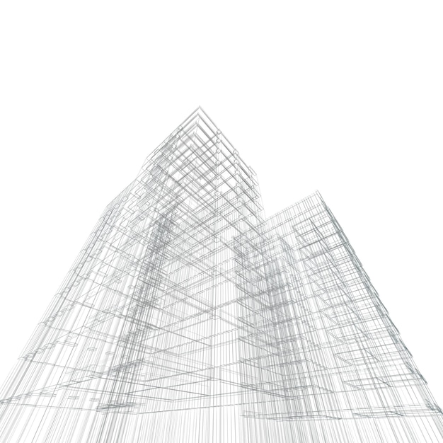 Renderizado 3D de la construcción del plan de arquitectura