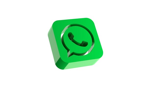 Renderizado en 3D del cubo volador de las redes sociales WhatsApp