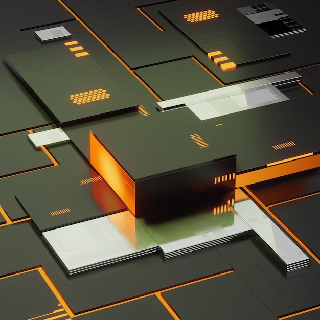 Renderizado en 3D de los cubos de tecnología futurista