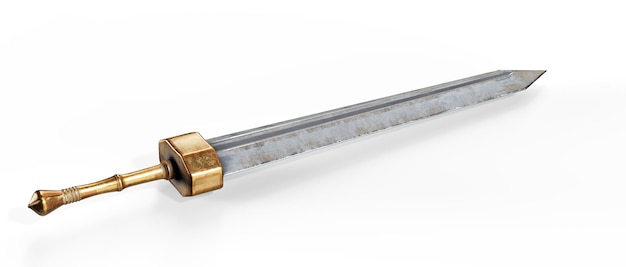 Renderizado en 3D del cuchillo de dirk aislado en blanco