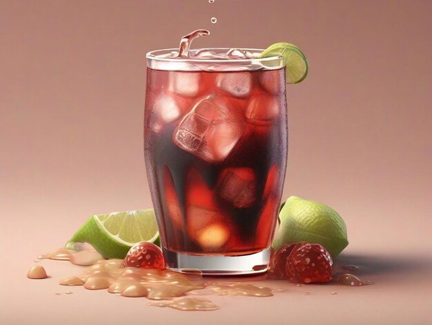 Renderizado en 3D de una deliciosa soda