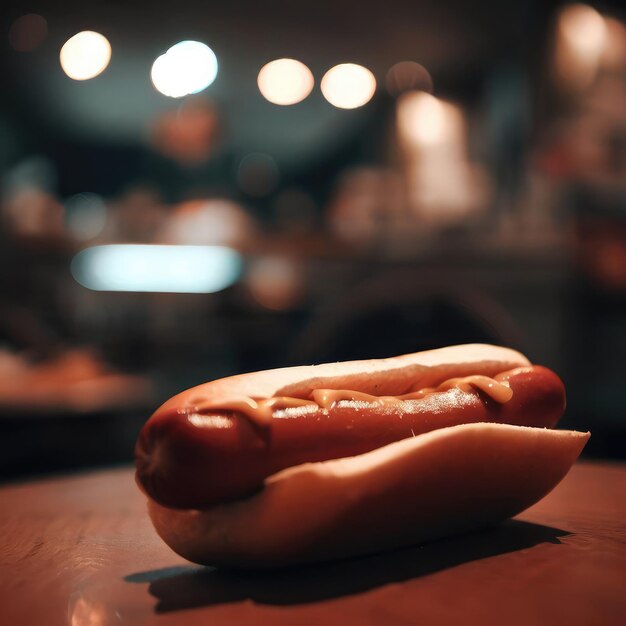 Renderizado en 3D de un delicioso perrito caliente