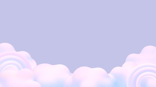 Renderizado en 3D de dibujos animados del cielo arco iris de ensueño con espacio vacío