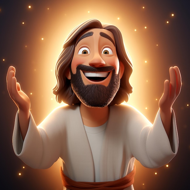 Foto renderizado en 3d de dibujos animados como jesús
