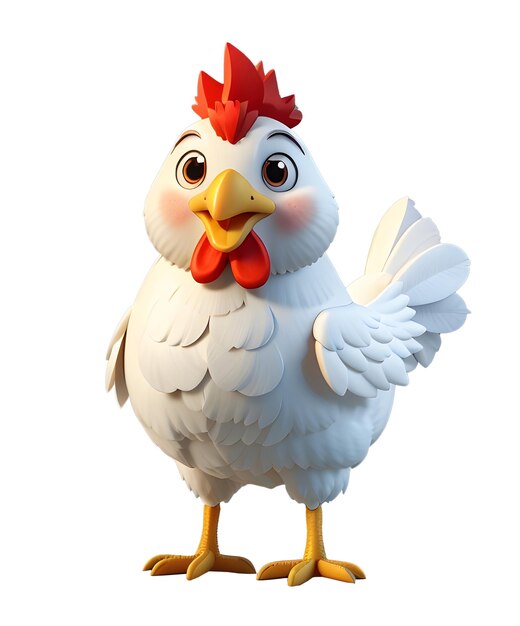 Renderizado en 3D para dibujos animados de gallina o gallo