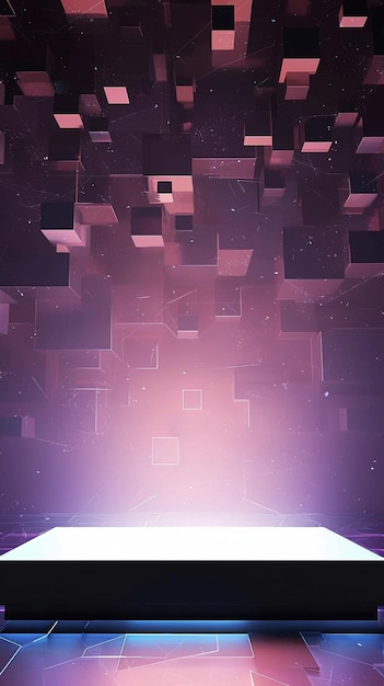 Foto el renderizado 3d dinámico muestra la plataforma de fondo de luz láser de color neón vertical mobile wallpaper