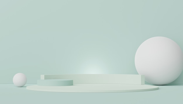 Renderizado en 3D del diseño del podio de exhibición mínima para la maqueta y la presentación del producto
