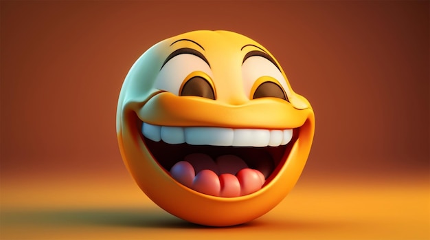 Renderizado 3D Emoticono feliz y riendo