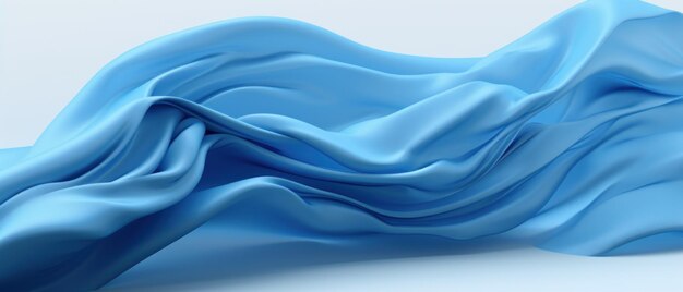 Renderizado en 3D etéreo de tela azul flotando con gracia