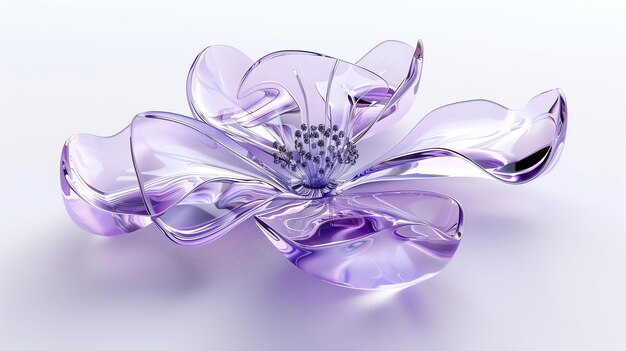 Renderizado en 3D de una flor de vidrio elegante