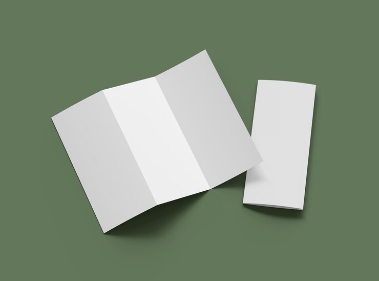 Renderizado en 3D de folleto en blanco de letras Zfold para presentar su diseño