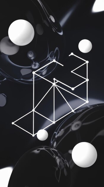 Renderizado en 3D de fondo abstracto negro