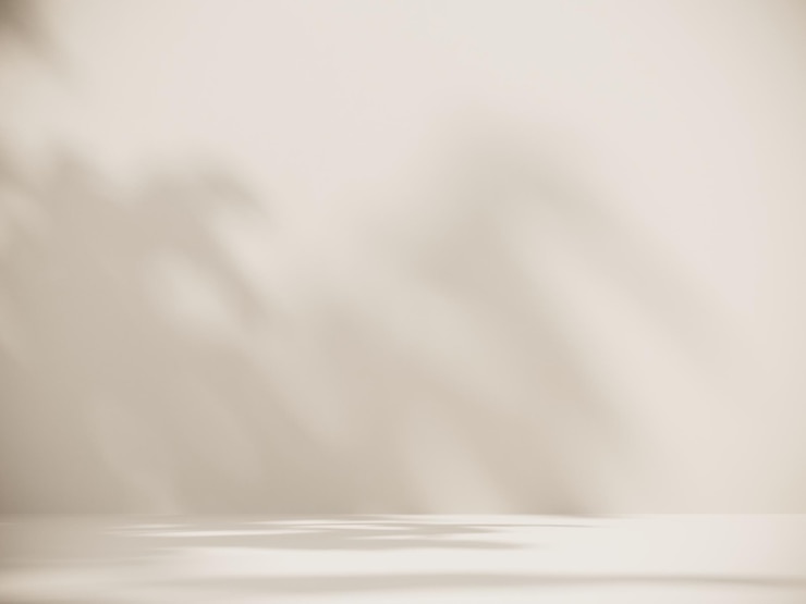 Renderizado en 3D de un fondo botánico discreto con sombra en la pared