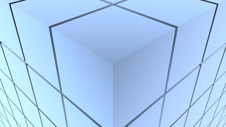 Foto renderizado 3d de fondo de cubo azul abstracto