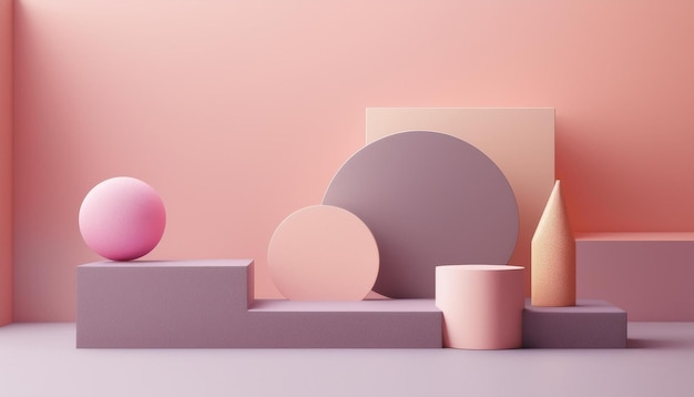 Renderizado en 3D de fondo geométrico abstracto formas primitivas minimalistas maqueta moderna