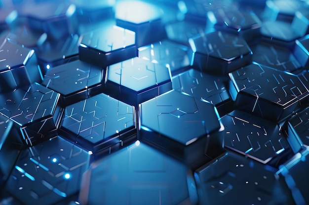 Renderizado 3D de fondo hexagonal tecnológico abstracto