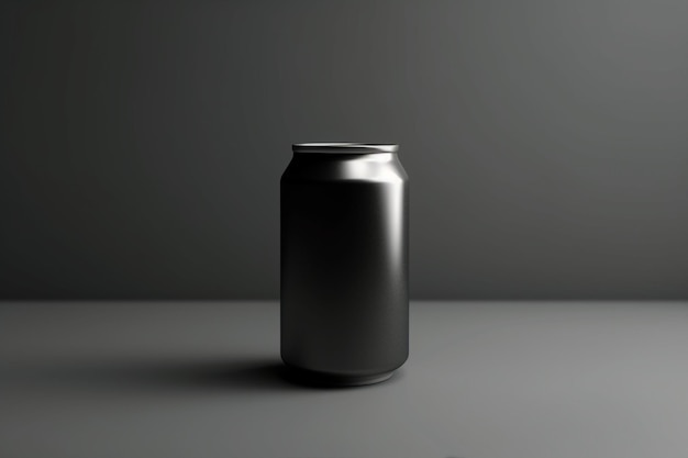 Foto renderizado en 3d del fondo de una lata de refresco negra oscura