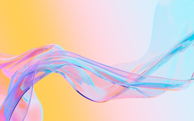 Renderizado 3D de fondo de vidrio transparente que fluye en abstracto