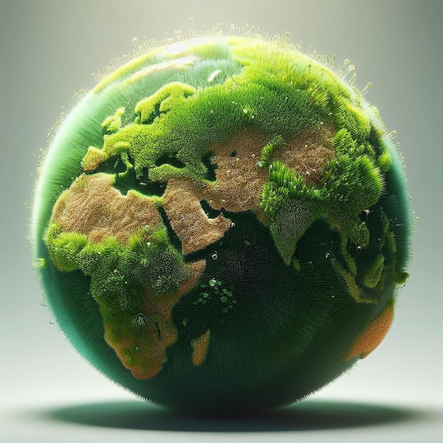 Renderizado en 3D de un globo cubierto de hierba verde