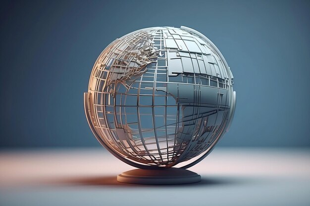 Renderizado en 3D de un globo de marco de alambre en abstracto