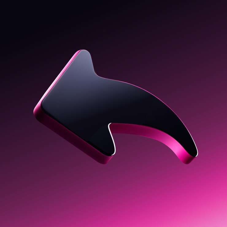 Renderizado en 3D del icono Comparte la superficie brillante con fondo rosa oscuro