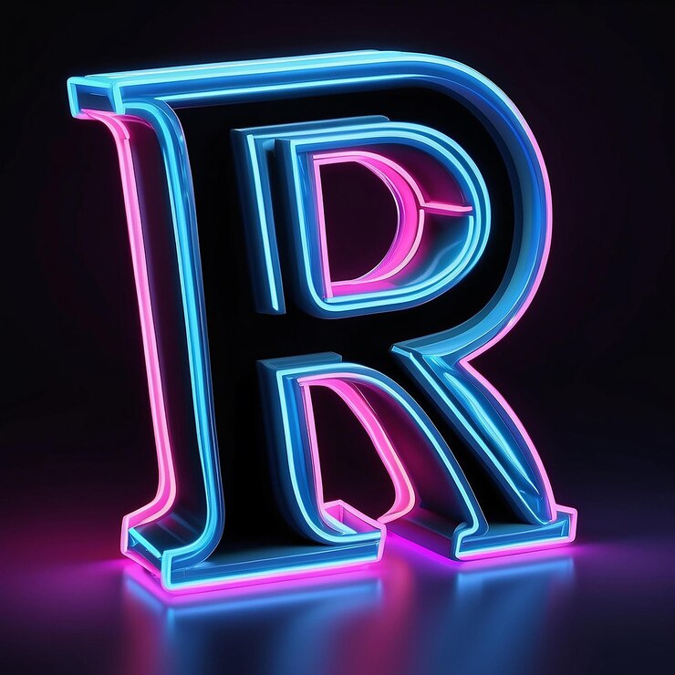 Foto renderizado en 3d del icono de la letra de neón