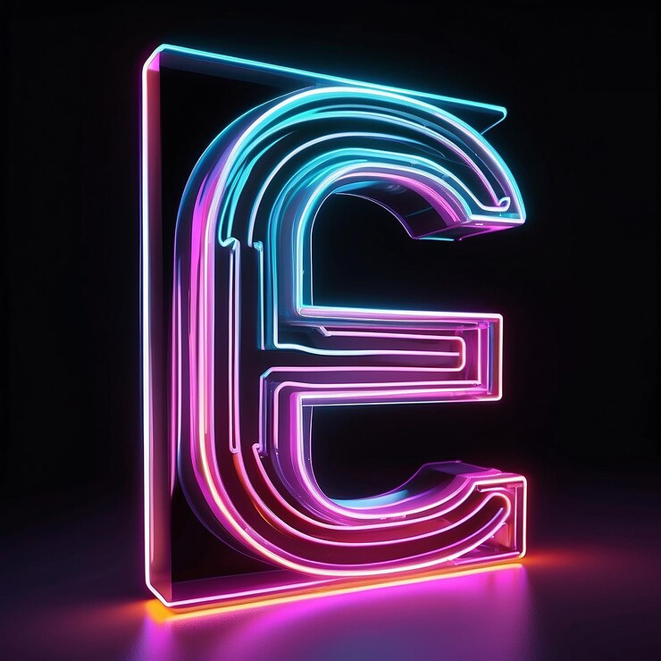 Foto renderizado en 3d del icono de la letra de neón