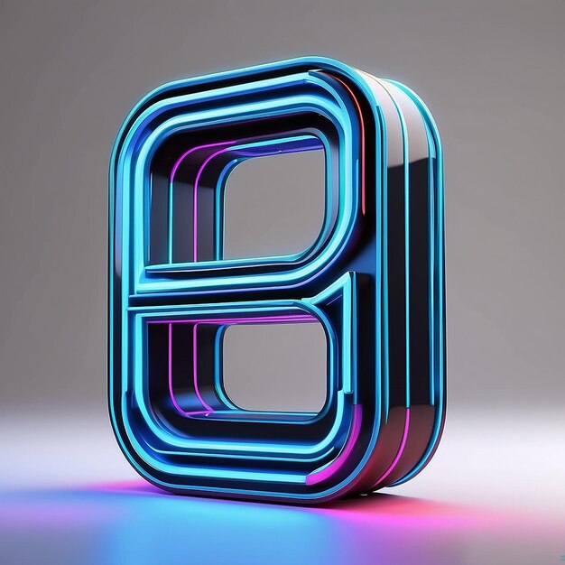 Renderizado en 3D del icono de la letra de neón