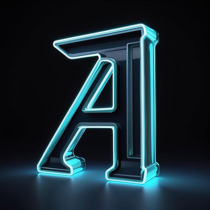 Foto renderizado en 3d del icono de la letra de neón