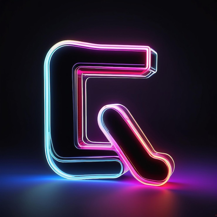 Foto renderizado en 3d del icono de la letra de neón