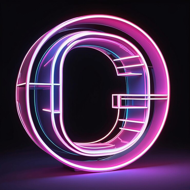 Foto renderizado en 3d del icono de la letra de neón