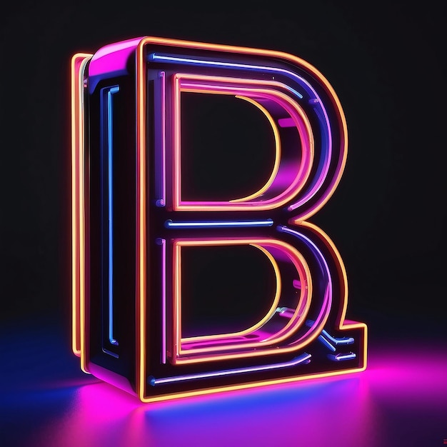 Renderizado en 3D del icono de la letra de neón
