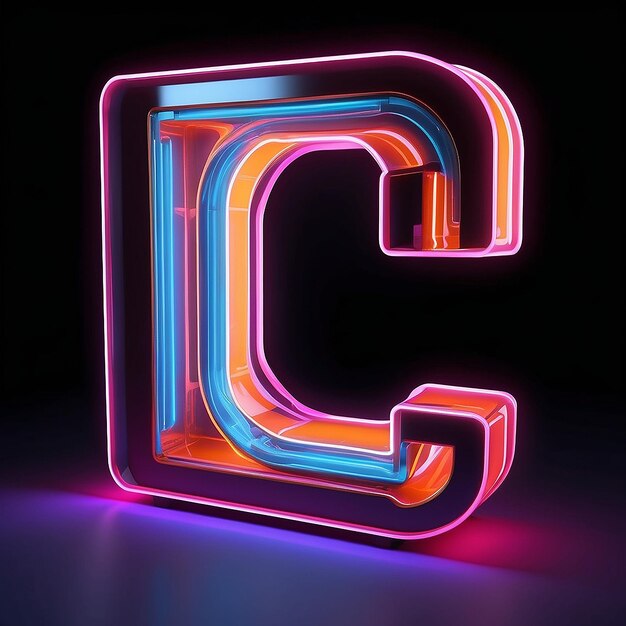 Renderizado en 3D del icono de la letra de neón