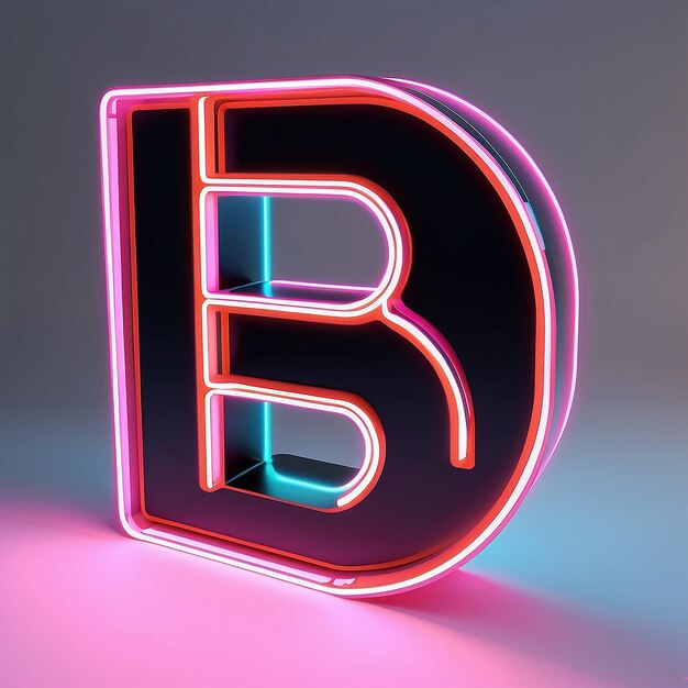 Renderizado en 3D del icono de la letra de neón
