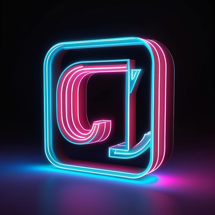 Foto renderizado en 3d del icono de la letra de neón