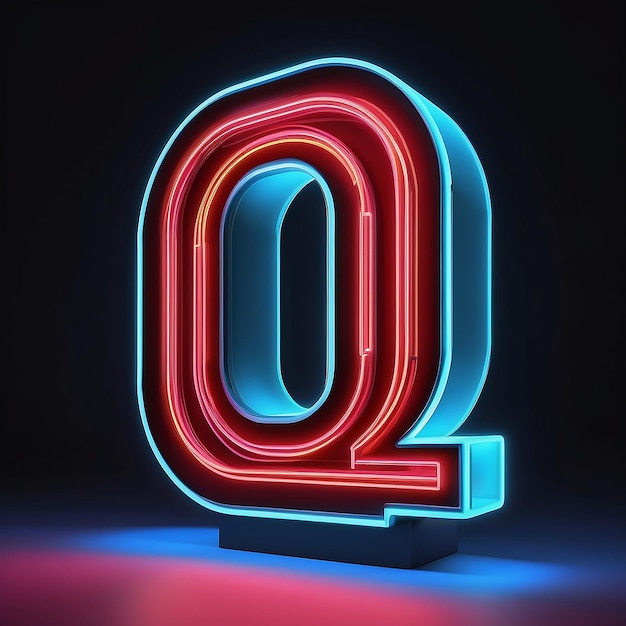 Renderizado en 3D del icono de la letra de neón
