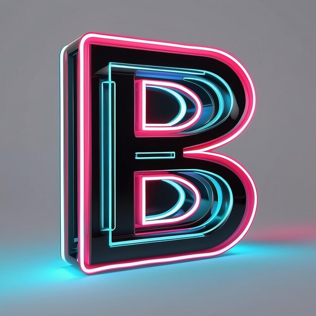 Renderizado en 3D del icono de la letra de neón