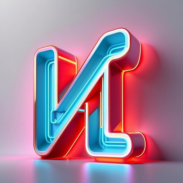 Renderizado en 3D del icono de la letra de neón