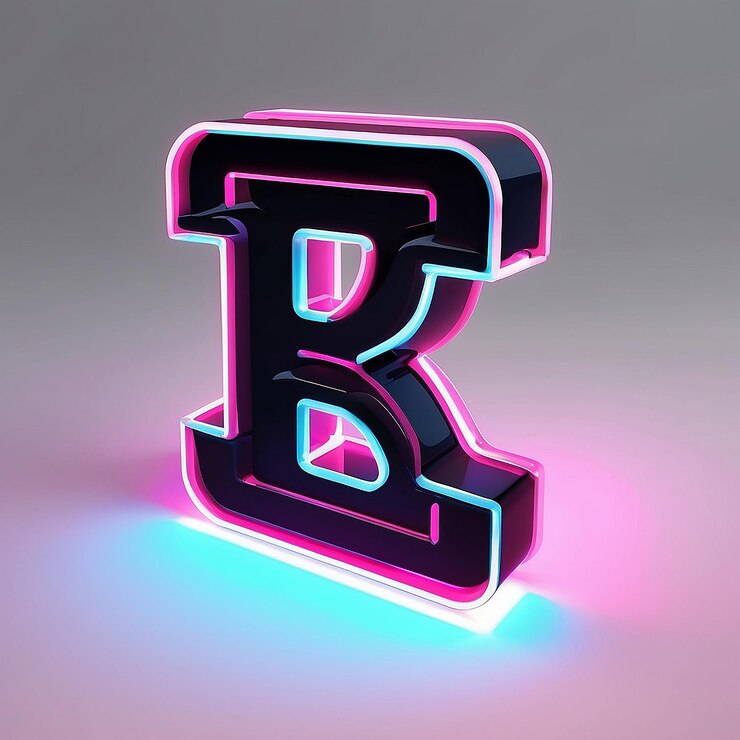 Foto renderizado en 3d del icono de la letra de neón