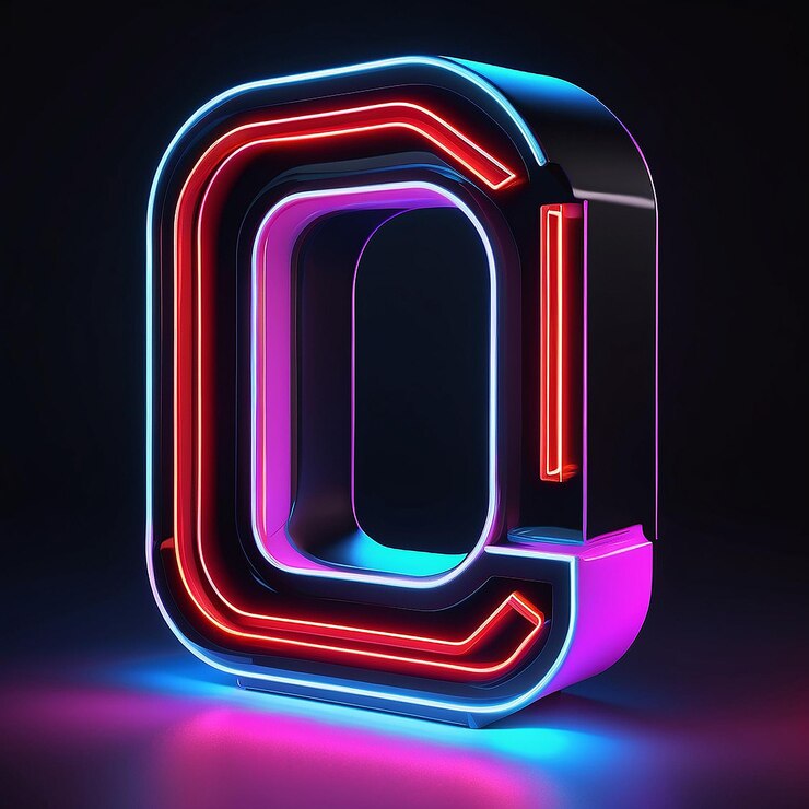 Foto renderizado en 3d del icono de la letra de neón