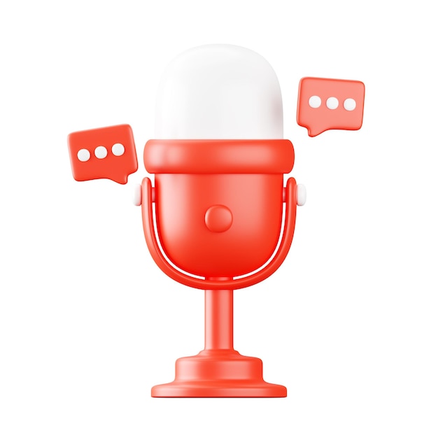 Renderizado en 3D del icono del micrófono del podcast