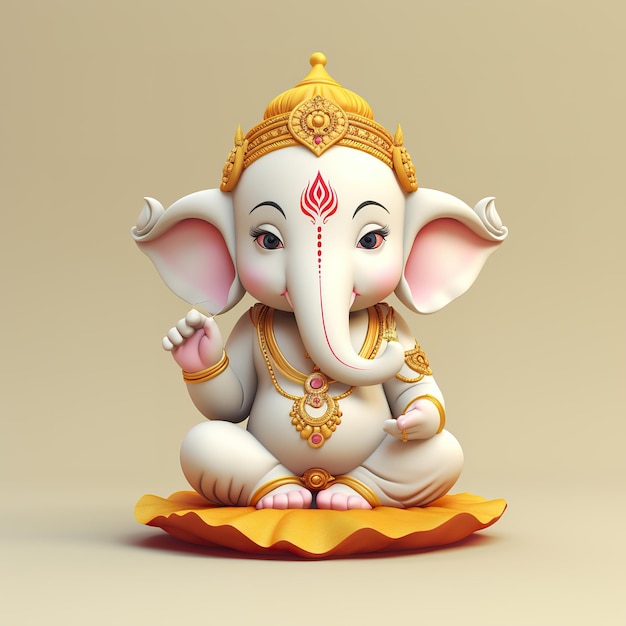 Renderizado en 3D de la ilustración del Señor Ganesha