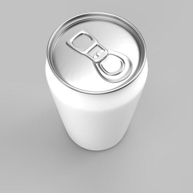 Renderizado en 3D de una lata de aluminio blanco
