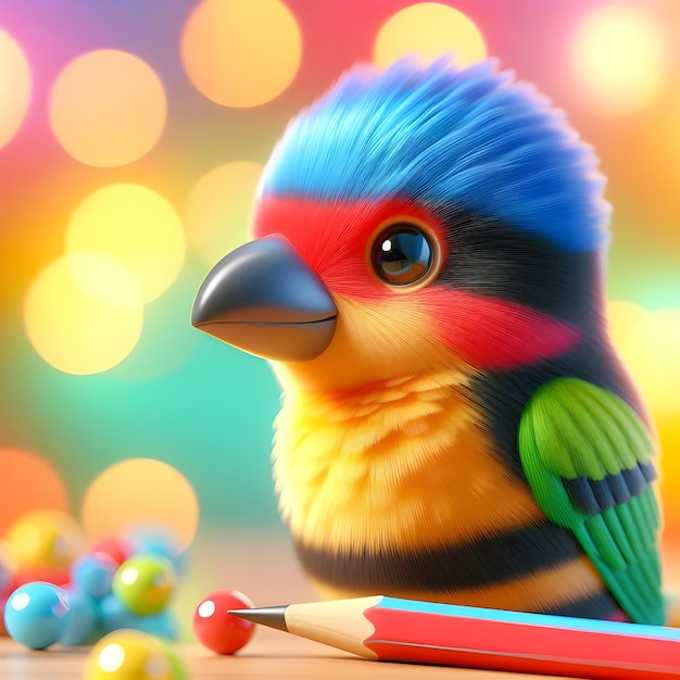 Renderizado en 3D de un lindo Barbet con un fondo colorido