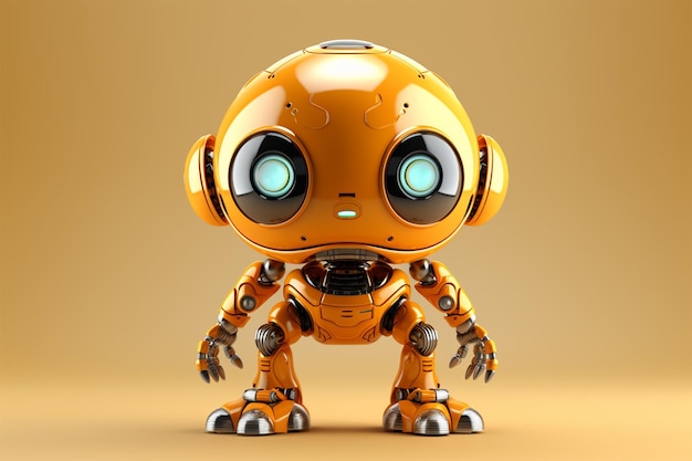 Renderizado en 3D de un lindo robot naranja